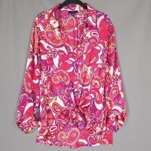 HAVER LONDON Paisley Floral Button Down Size XL/TG Shirt LS 2 Ways‎ Untied Tied